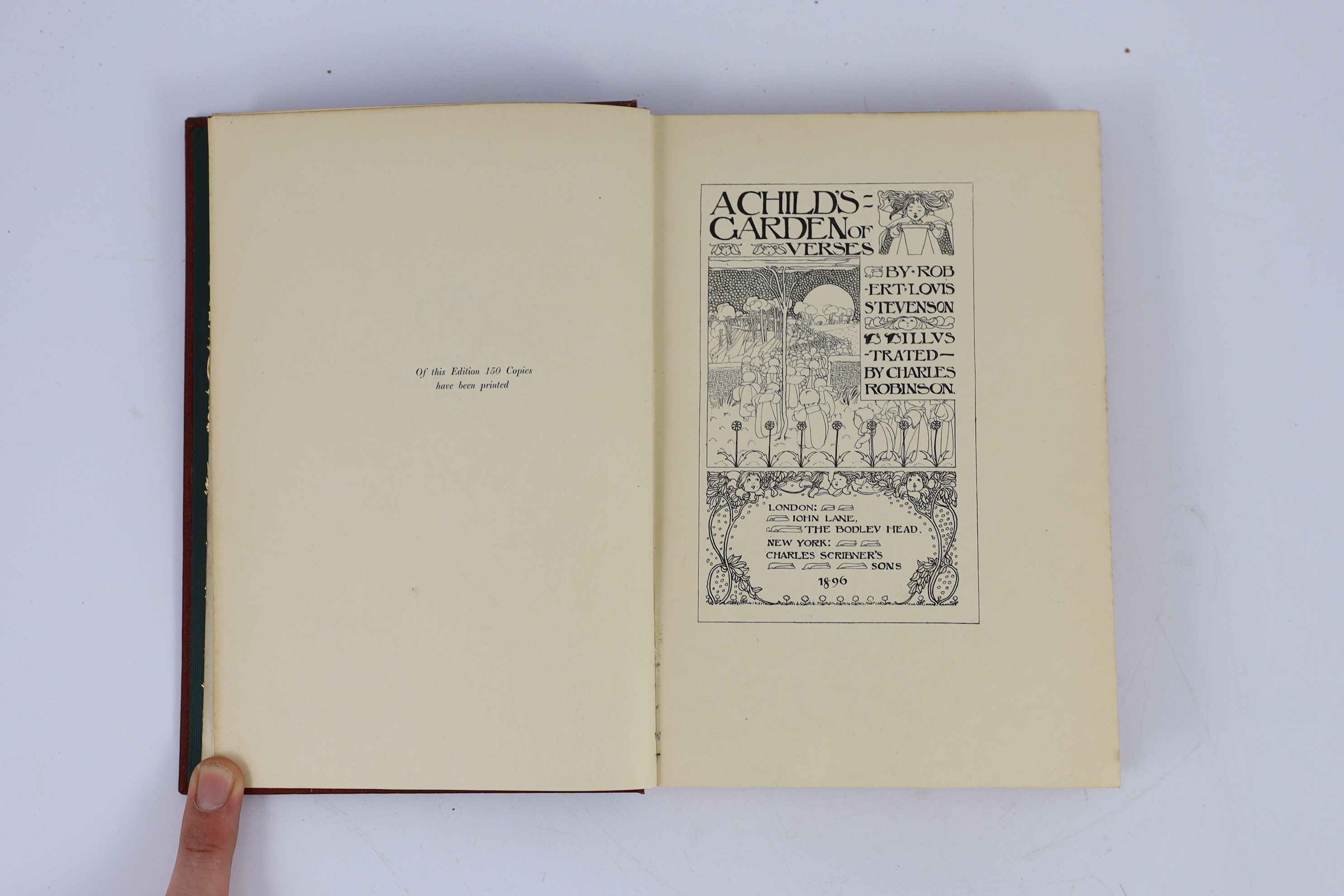 Stevenson, Robert Louis - A Child's Garden of Verses, limited edition (printed on Japanese vellum) of 150 copies. pictorial title and illus. throughout (by Charles Robinson)